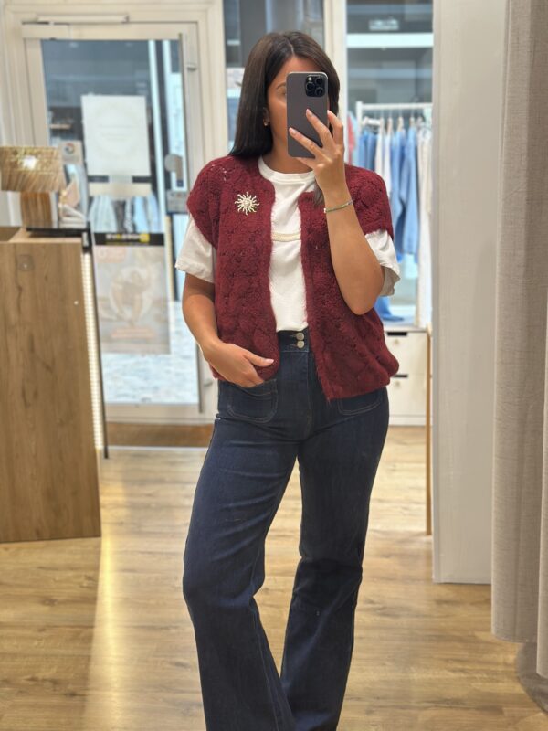 Gilet Luna BORDEAUX ou beige – Image 2